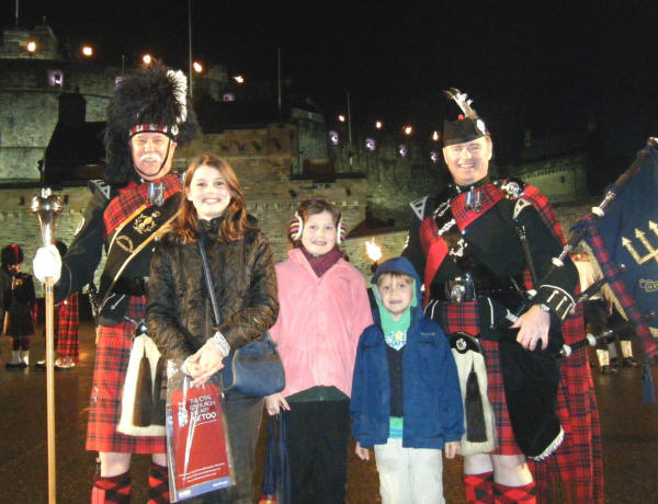 Jim and Davie with some lucky visitors to the Edinburgh Military Tattoo 2011