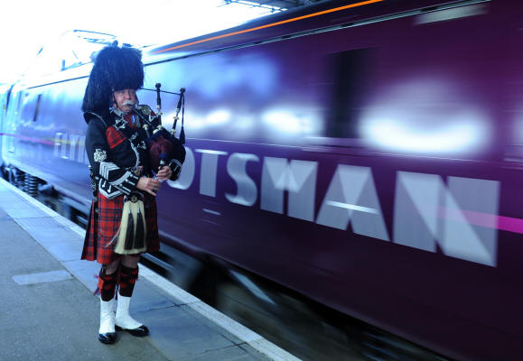Jim pipes out the Flying Scotsman 