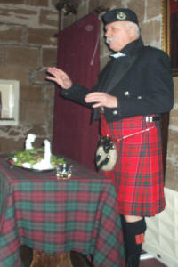 Jim addresses the Haggis at Borthwick Castle